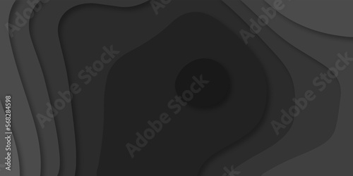 Abstract black Papercut banner concept. Paper carve black background for card poster brochure flyer design in lines black colors. Vector illustration. Cover layout template. Material design concept.