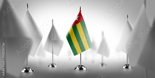 The national flag of the Togo surrounded by white flags photo