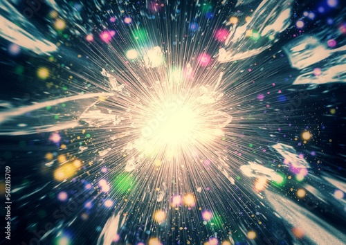 カラフルな星が爆発する3dイラスト