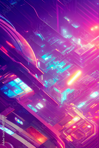 Futuristic technology circuit board - Futuristic Graphic Art, Generative AI