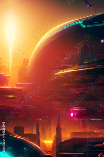 Dawn at the galaxy concert hall - Futuristic Graphic Art, Generative AI