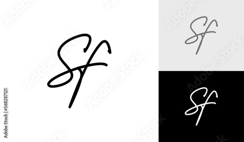 Signature letter SF monogram logo design vector