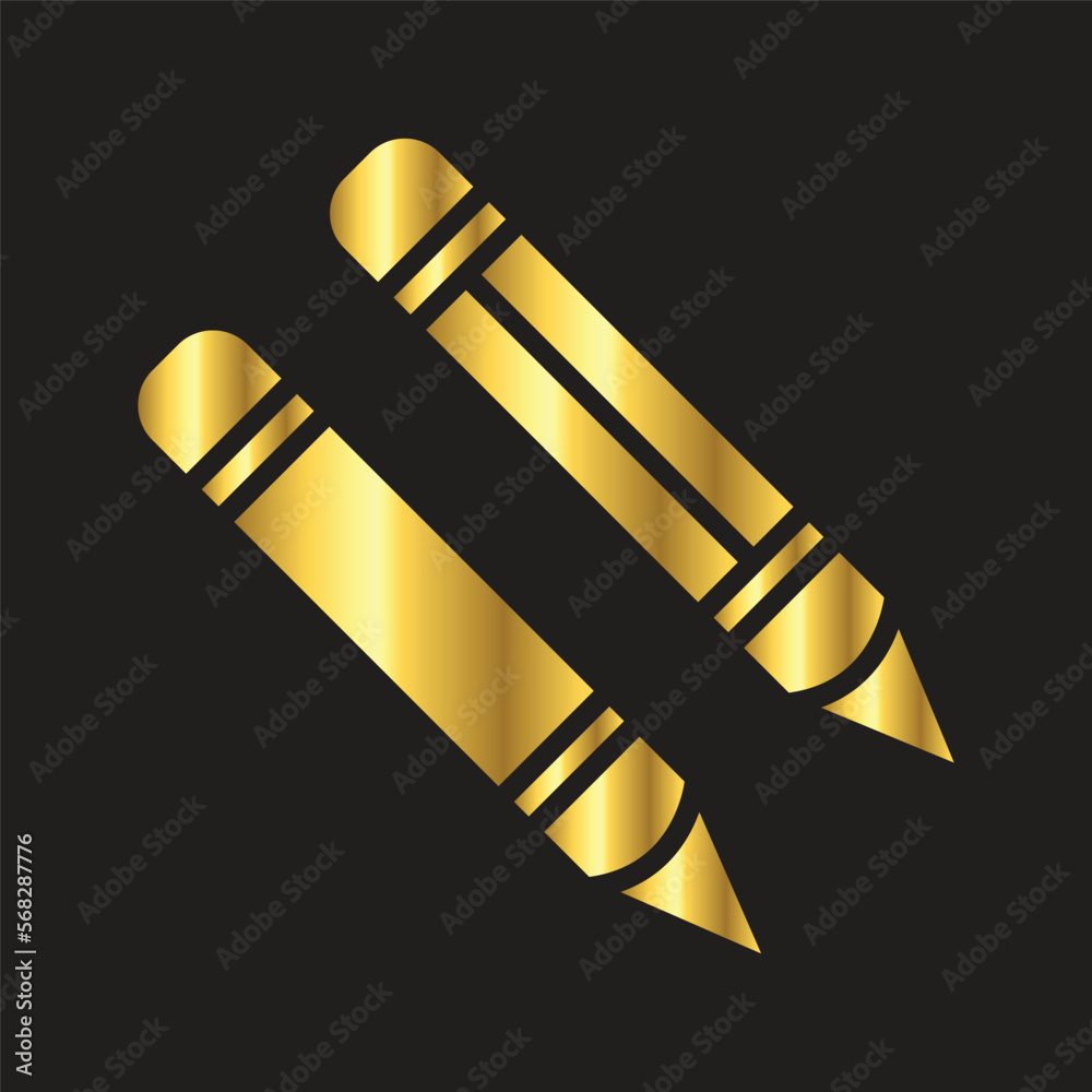 Fototapeta premium gold pencil icon vector illustration design logo template flat style trendy collection