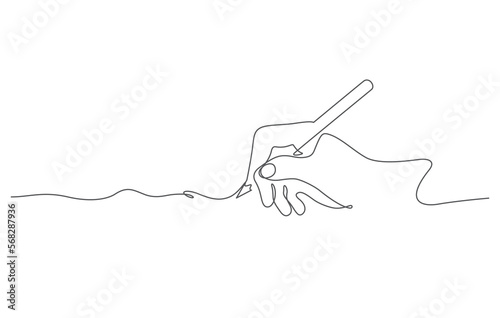 hand writing with pencil in continous line drawing