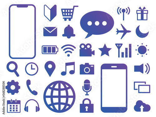 スマホとビジネスアイコンのセット