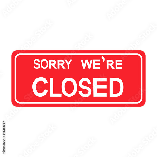 Closed sign icon on transparent background.