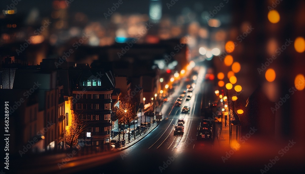 Obraz premium Night city. generative AI