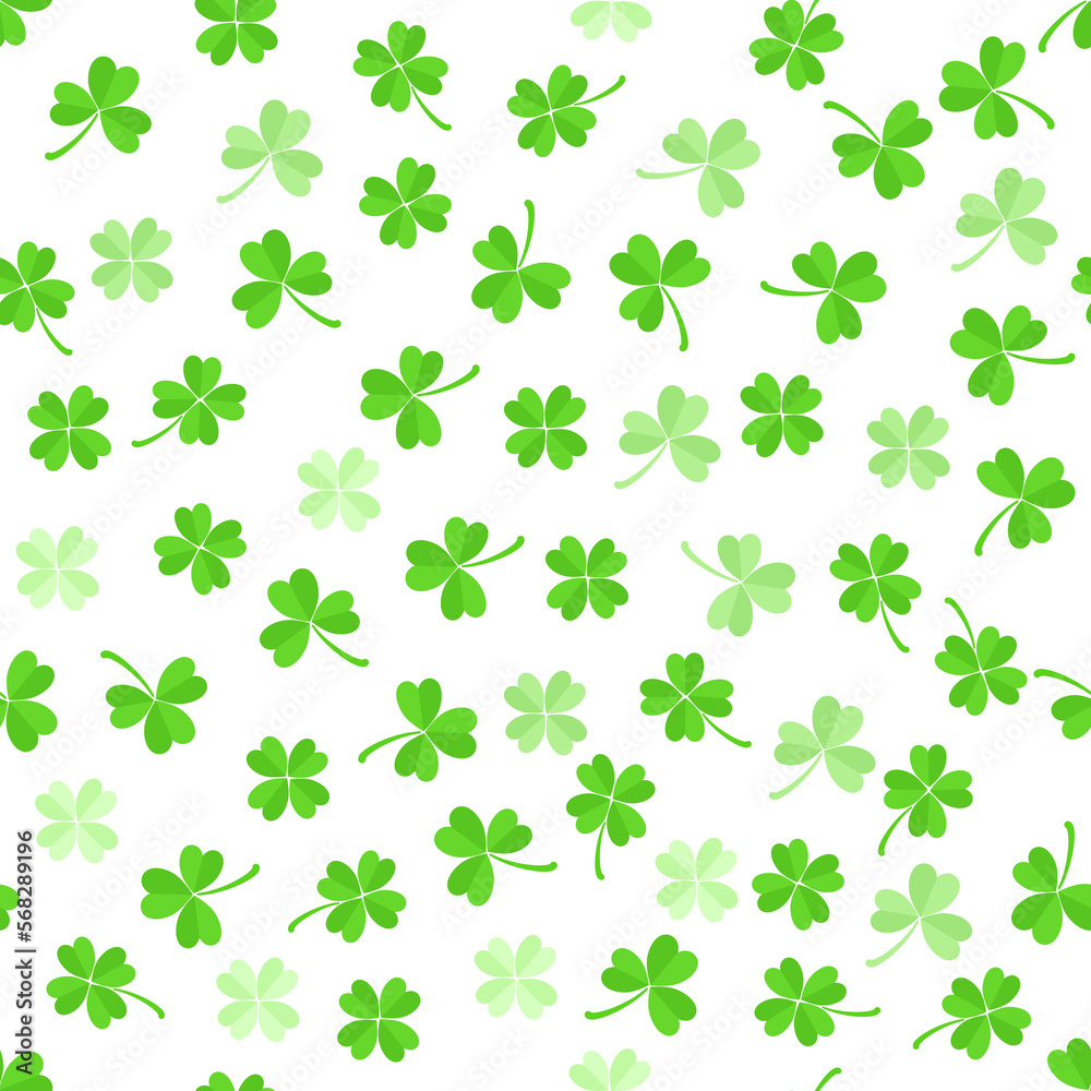 Green leaves clover seamless pattern on transparent background. Green leaves clover seamless pattern on transparent background.