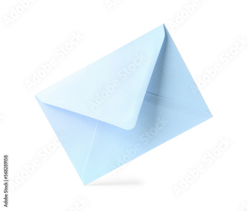 Blue paper envelope isolated on white background