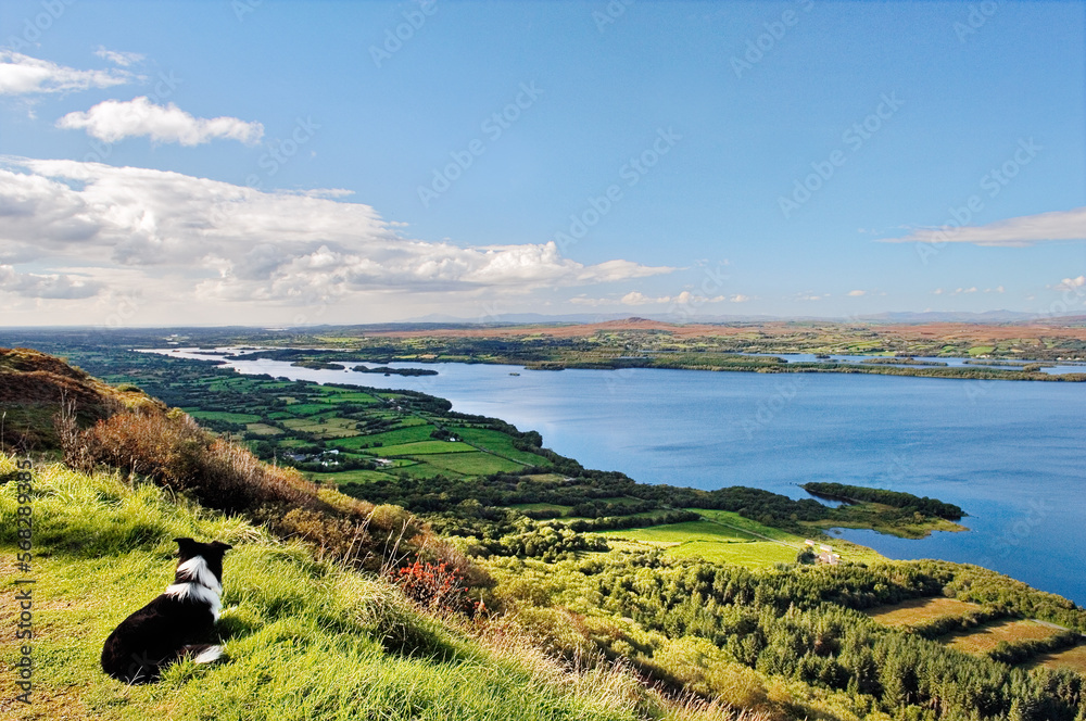 Lower Lough Erne from Cliffs of Magho looking west over County Fermanagh near Beleek Enniskillen toward Donegal Bay. Ireland