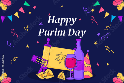 Fototapeta Naklejka Na Ścianę i Meble -  Happy Purim Jewish Holiday. Purim carnival background. Vector illustration.
