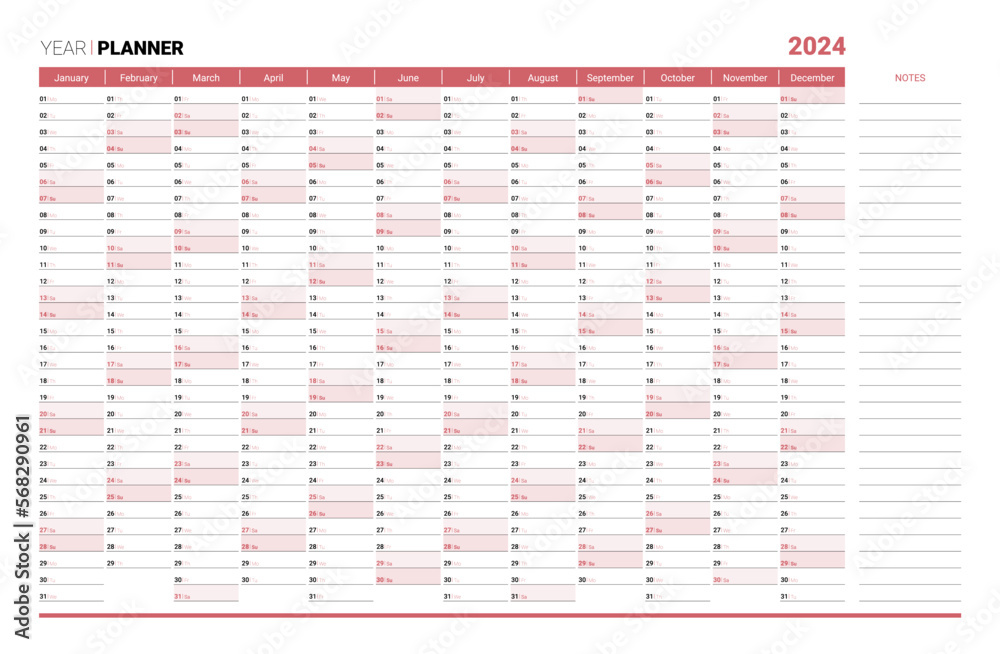 2024 Calendar With Notes to Print, 2024 Agenda, 2024 Planner, 2024