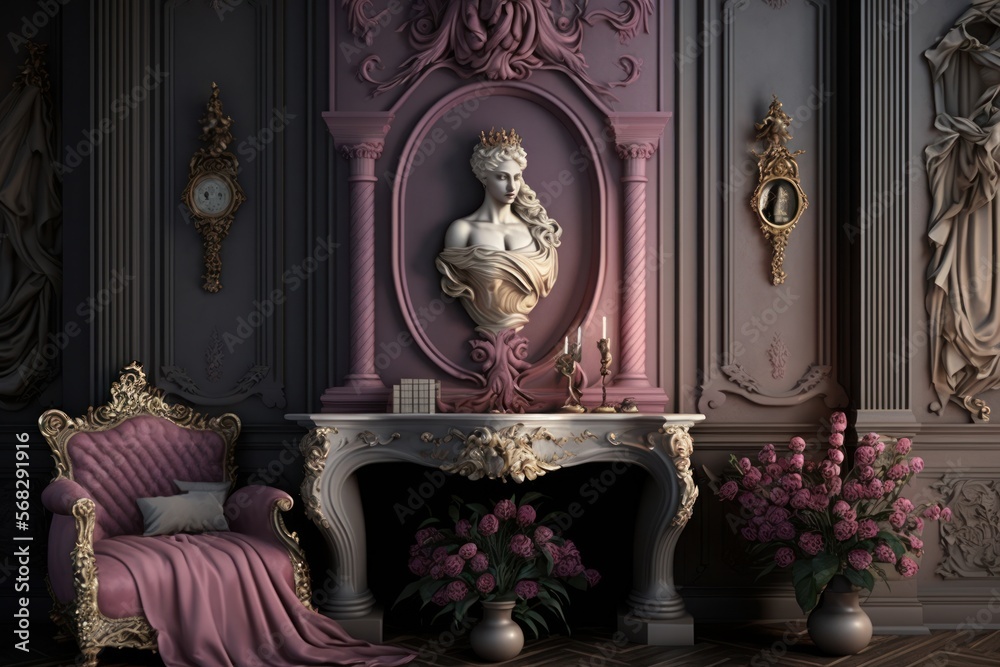 Valentines Day Artistic Rococo for a Beautiful interior design (generative AI) Valentines Day Artistic Rococo for a Beautiful interior design (generative AI)