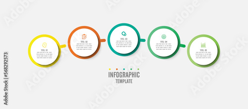 Gradient infographic business element design with 5 step
