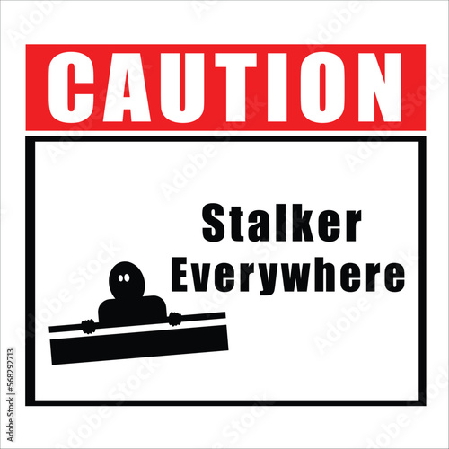 Illustration graphic half human body hiding at wall with word stalker everywhere.
Suitable design for t-shirt, signboard, logo etc