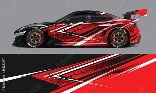  car livery design vector. Graphic abstract stripe racing background designs for wrap