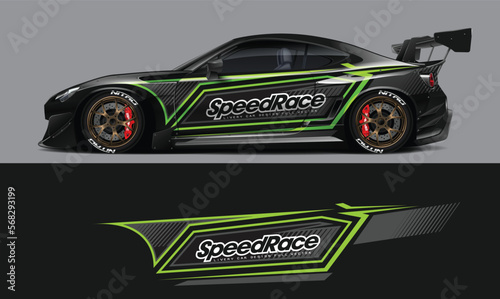  car livery design vector. Graphic abstract stripe racing background designs for wrap