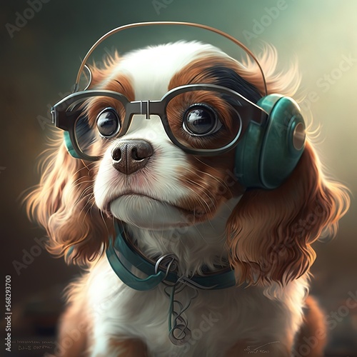 Generative AI Puppy Love: Cute Dog in Audiologist Role