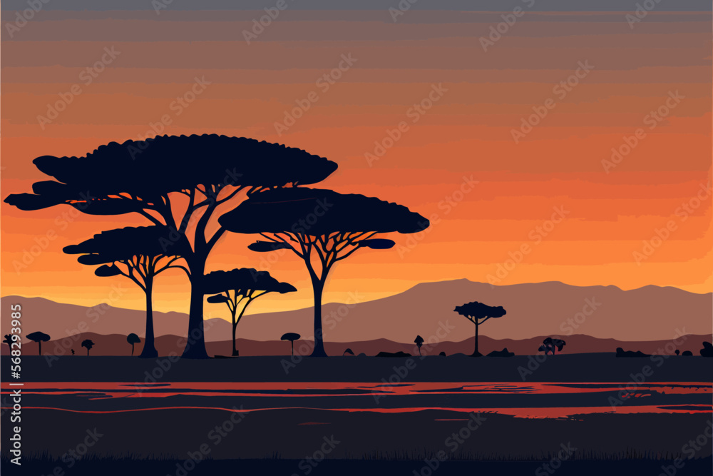 Africa background Abstract landscape illustration vector graphic Africa background Abstract landscape illustration vector graphic