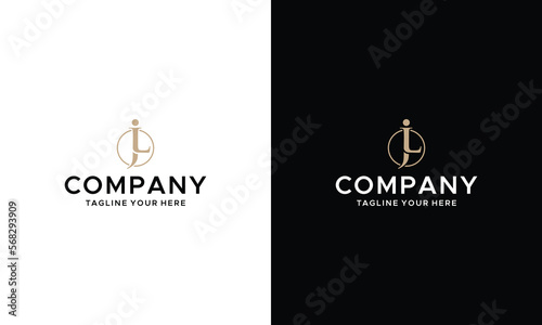 JL ,LJ ,J ,L Abstract Letters Logo Monogram on a black and white background.