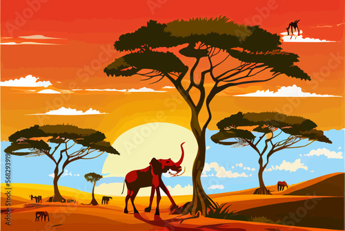 Africa background Abstract landscape illustration vector graphic