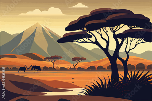 Africa background Abstract landscape illustration vector graphic