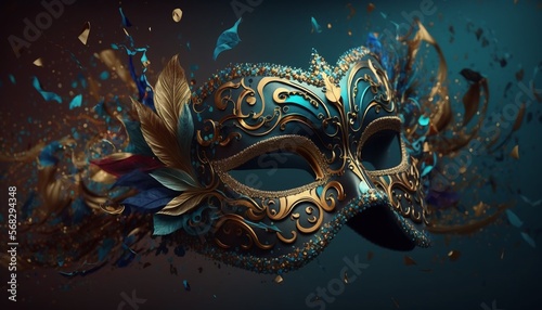 gorgeous Carnival mask on black background, banner © Jasper W