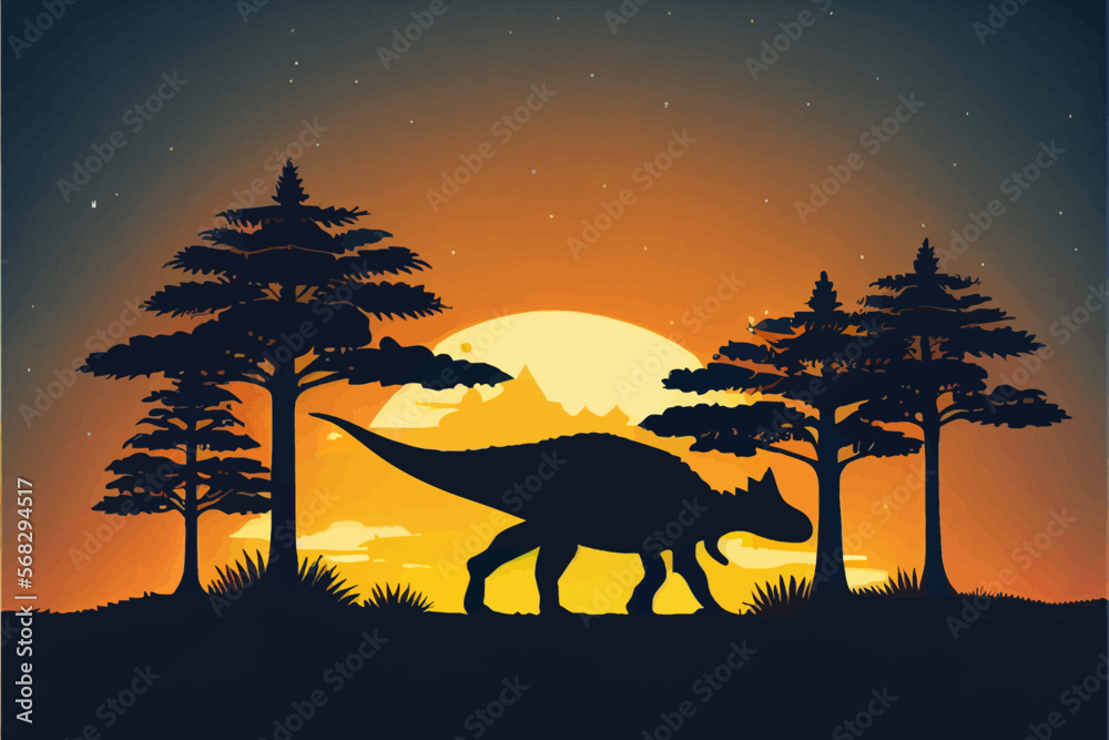 Dinosaur background Abstract landscape illustration vector graphic