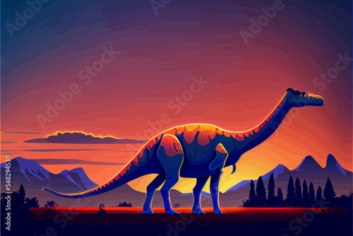 Dinosaur background Abstract landscape illustration vector graphic