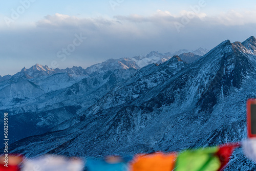 landscape with snow covered mountains