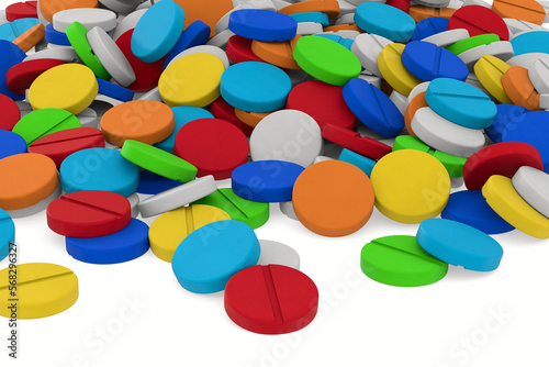 falling tablets on white ba...
