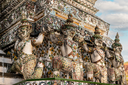 Decor elements Wat Arun Temple in bangkok Thailand. Wat Arun is Buddhist temple in Bangkok, Yai district of Bangkok, Wat Arun is among best known of Thailand's landmarks