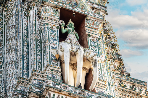 Decor elements Wat Arun Temple in bangkok Thailand. Wat Arun is Buddhist temple in Bangkok, Yai district of Bangkok, Wat Arun is among best known of Thailand's landmarks photo
