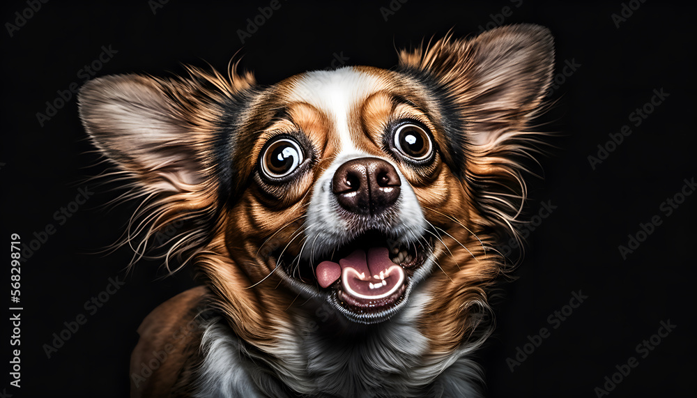 portrait of funny surprised crazy dog