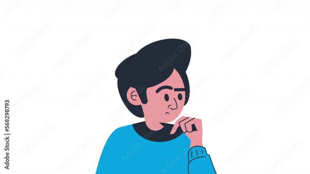 young man thinking position character young man thinking position character