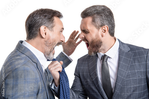 businessmen arguing in studio. arguing businessmen shouting. photo of businessmen arguing