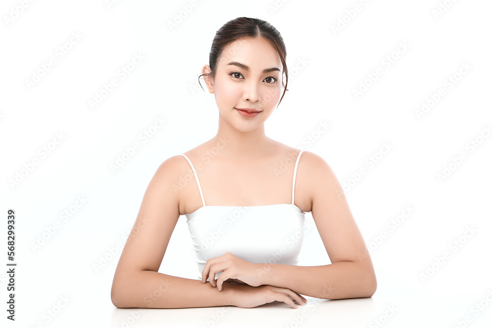 Beautiful young asian woman with clean fresh skin on white background, Face care, Facial treatment, Cosmetology, beauty and spa, Asian women portrait. Beautiful young asian woman with clean fresh skin on white background, Face care, Facial treatment, Cosmetology, beauty and spa, Asian women portrait.