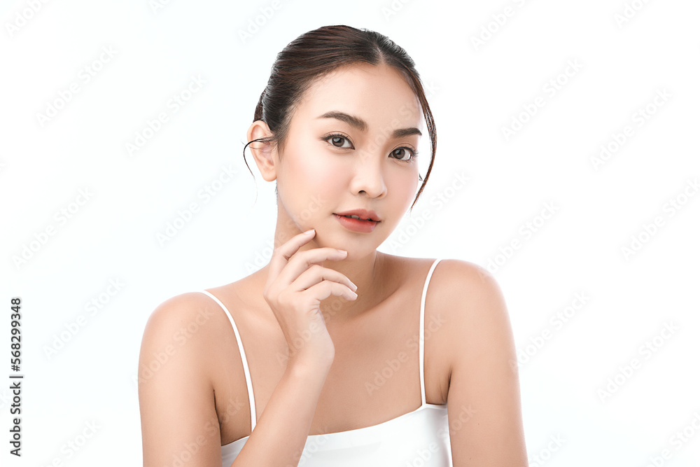 Beautiful young asian woman with clean fresh skin on white background, Face care, Facial treatment, Cosmetology, beauty and spa, Asian women portrait. Beautiful young asian woman with clean fresh skin on white background, Face care, Facial treatment, Cosmetology, beauty and spa, Asian women portrait.