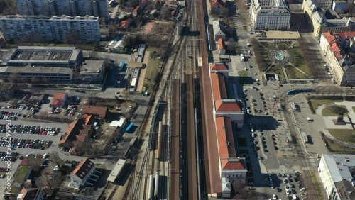 4K aerial video of the main railway station in Zagreb, Croatia