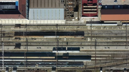 4K aerial video of the main railway station in Zagreb, Croatia
