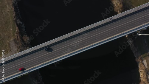 4K Aerial video of road bridge over Sava River in Zagreb, Croatia