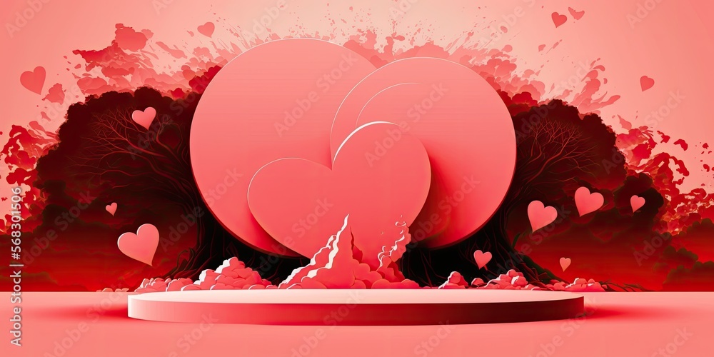 Baby pink background with lots of small heart spread all around