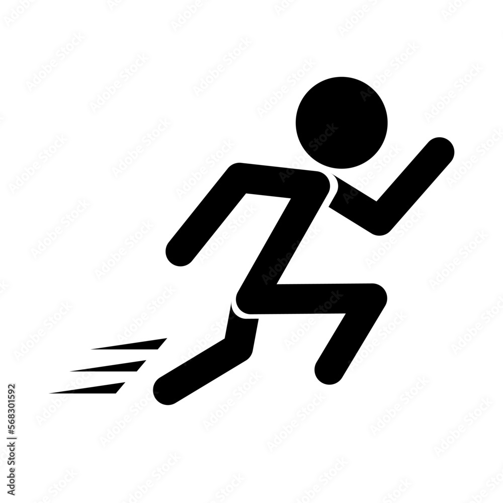 Full speed running person silhouette icon. Vector.