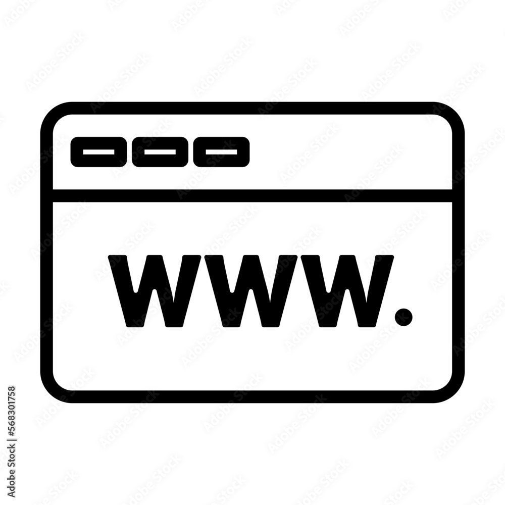 WWW browser window icon. Vector. WWW browser window icon. Vector.