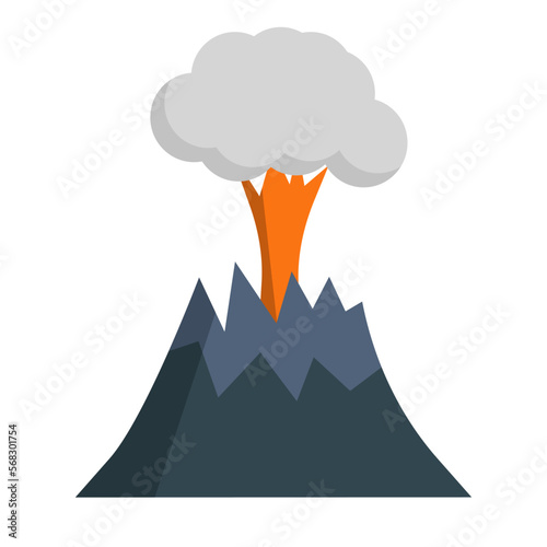 Flat design erupting volcano icon. Vector.