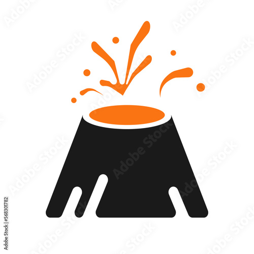 Eruptive volcano and spewing lava. Vector.