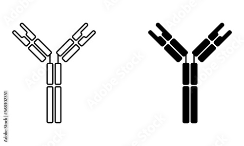 Antibody molecule with outline and glyph style icon vector 