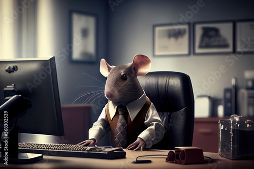 Mouse Staff Member Doing Business Work Generative AI © Johnathan