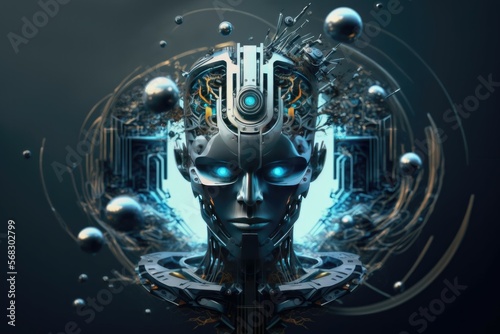 3D Artificial Intelligence Concept. 3D rendering conceptual image. Generative AI