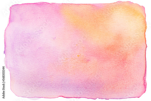 Cutout pink, red and orange watercolor paint on paper design element.